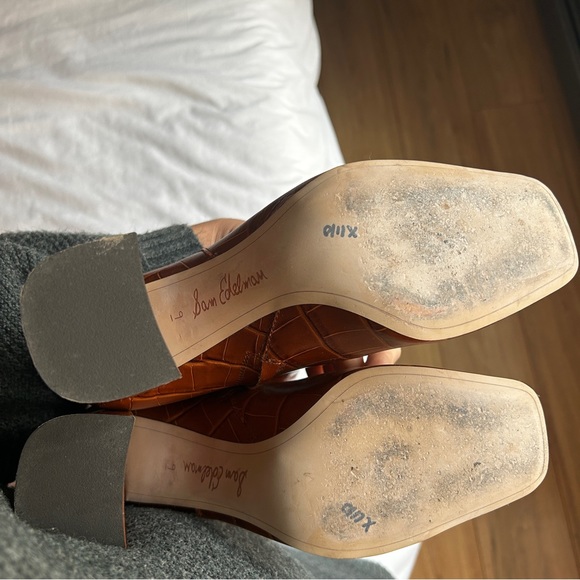 🦋 San Edelman Croc Embossed Heel Boots - Picture 4 of 7